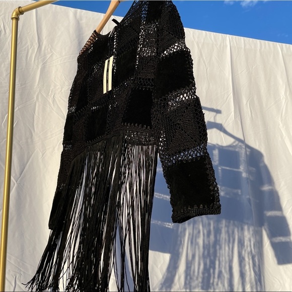 TOPSHOP Patchwork Boho Fringe Festival Crochet Crop Top NWT SMALL - Picture 7 of 8